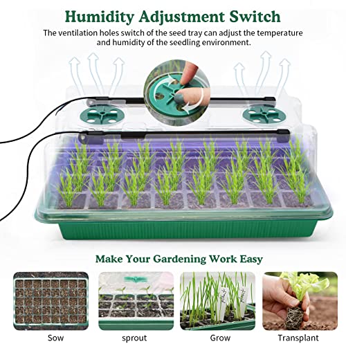 MQUPIN 80-Cell Seed Starter Tray with Grow Light, 2-Pack Adjustable Brightness Seed Starter Kit with Humidity Dome,Smart Timer,Watering Sprayer,Seeder,Plant Germination Kit for Seeds Growing - Image 3