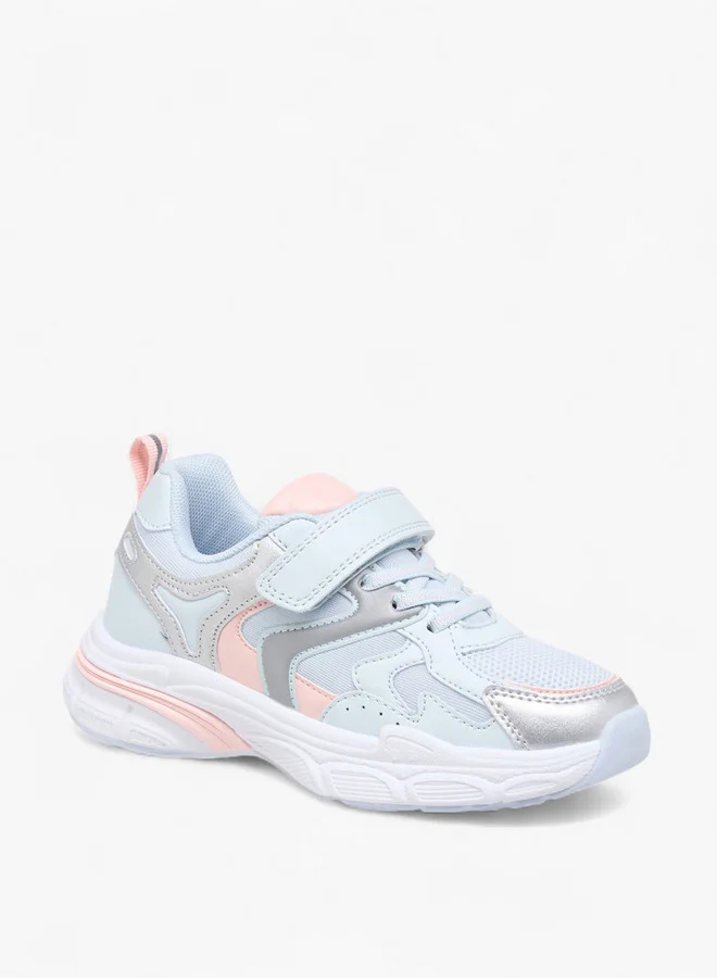 ميسي الصغيرة Girls Panelled Sneakers with Hook and Loop Closure