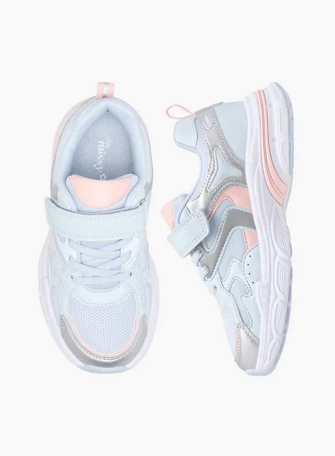 ميسي الصغيرة Girls Panelled Sneakers with Hook and Loop Closure