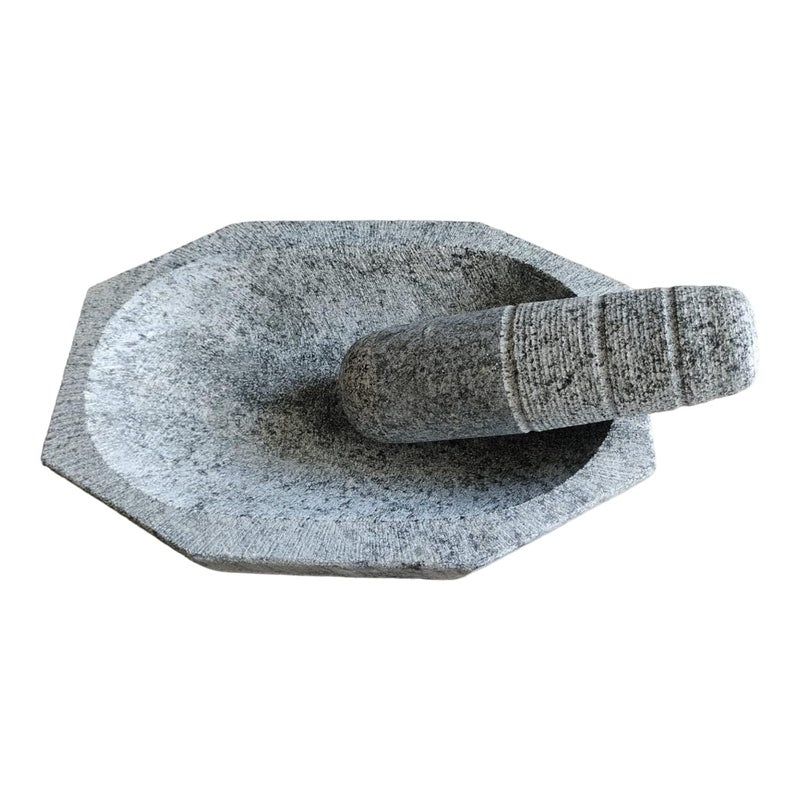 EZAHK EZAHK Kalvam Unpolished Stone Mortar and Pestle SetSpices Okhli Masher Khalbatta Stone Home Decor Musal Well Design for Kitchen Home Herbs 12 inch Big Size  - Image 2