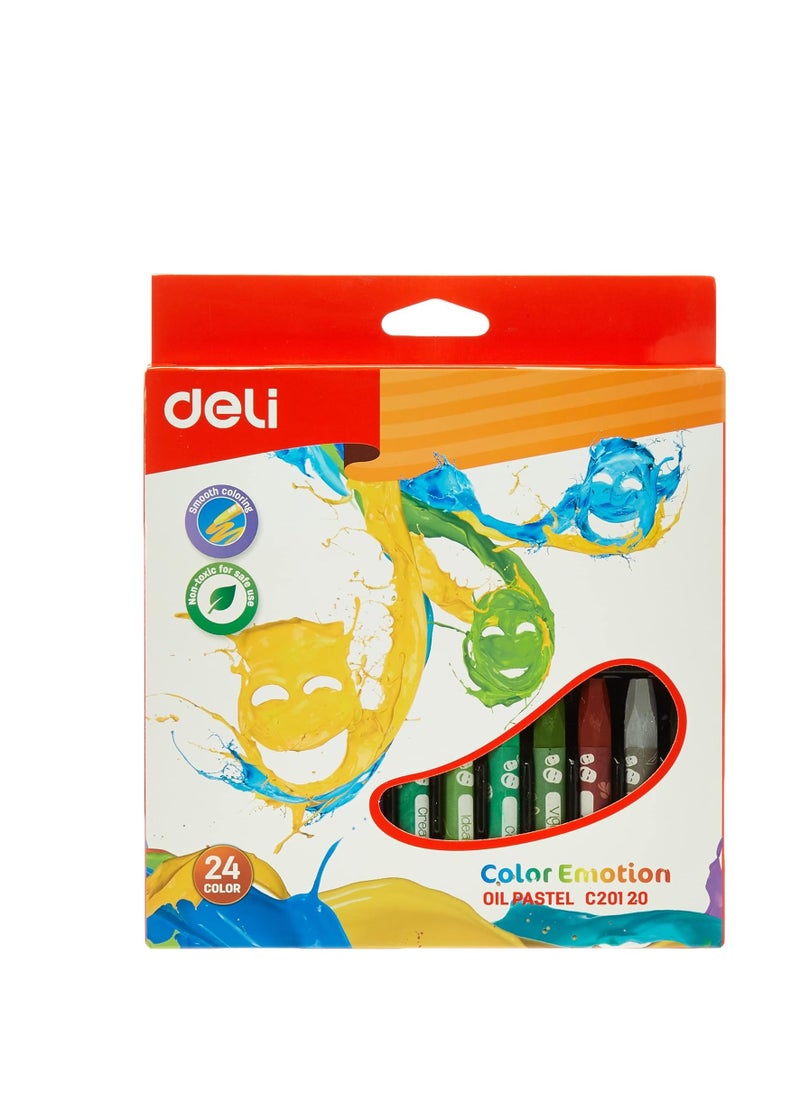 Deli Deli Color Emotion Oil Pastel Set for Perfect Blending, 24-Piece, C20120, Multicolour  - Image 1