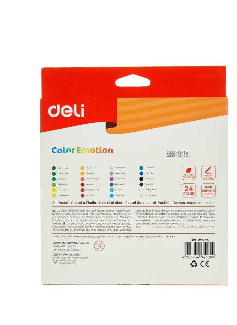 Deli Deli Color Emotion Oil Pastel Set for Perfect Blending, 24-Piece, C20120, Multicolour  - Image 2