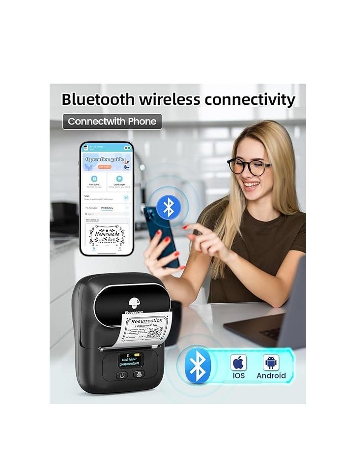 Generic - M110 Label Makers - Barcode Label Printer Bluetooth Portable Thermal Printer for Small Business, Address, Logo, Clothing, Mailing, Sticker Printer for Phones & PC, Black (M110) - Image 1