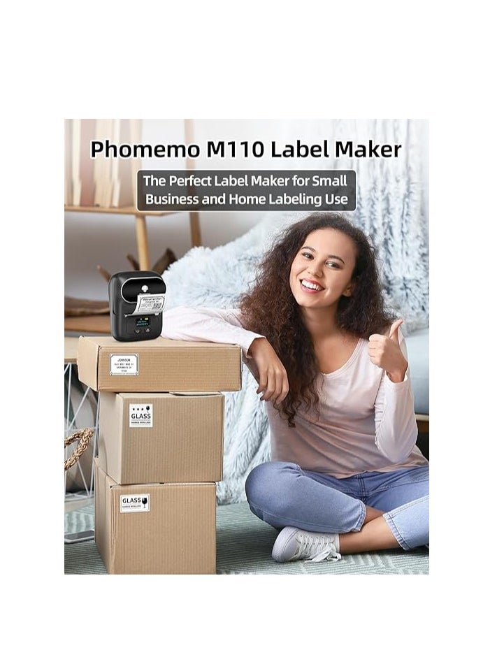 Generic - M110 Label Makers - Barcode Label Printer Bluetooth Portable Thermal Printer for Small Business, Address, Logo, Clothing, Mailing, Sticker Printer for Phones & PC, Black (M110) - Image 1