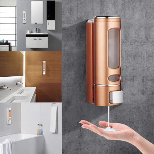 RFV1 ABS Plastic Wall Mounted Cylindrical Soap Dispenser, Leak-Free Multipurpose Liquid Dispenser for Hand Wash,Shampoo, Gel Dispenser for Bathroom/Basin/Kitchen Sink (Rose Gold, 400 ml) (Pack of 3) - Image 2