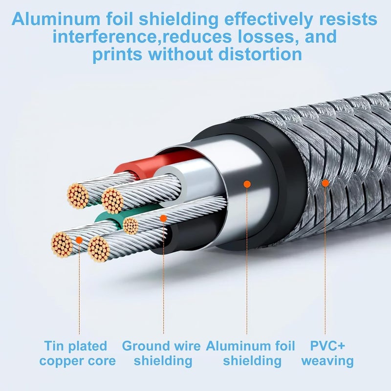 كاست ويف كابل بطول 2 متر من نوع C إلى USB 2.0 مصنوع من النايلون الملتوي، متوافق مع طابعات كانون (Canon)، إبسون (Epson)، هبل (HP)، ليكسمارك (Lexmark)، أجهزة الكمبيوتر المحمولة، الهواتف المحمولة، بالإضافة إلى أجهزة USB A/B الأخرى لنقل البيانات وتوصيل الأجهزة بالطابعات والماسحات الضوئية. - Image 5