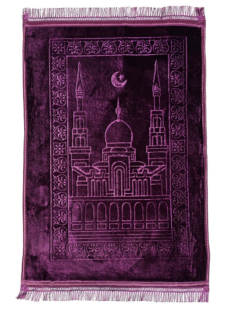Fabienne Anti-Slip Velvet Top Prayer Mat Purple 80x120 cm  - Image 2