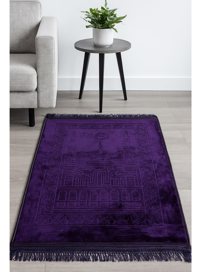 Fabienne Anti-Slip Velvet Top Prayer Mat Purple 80x120 cm  - Image 2