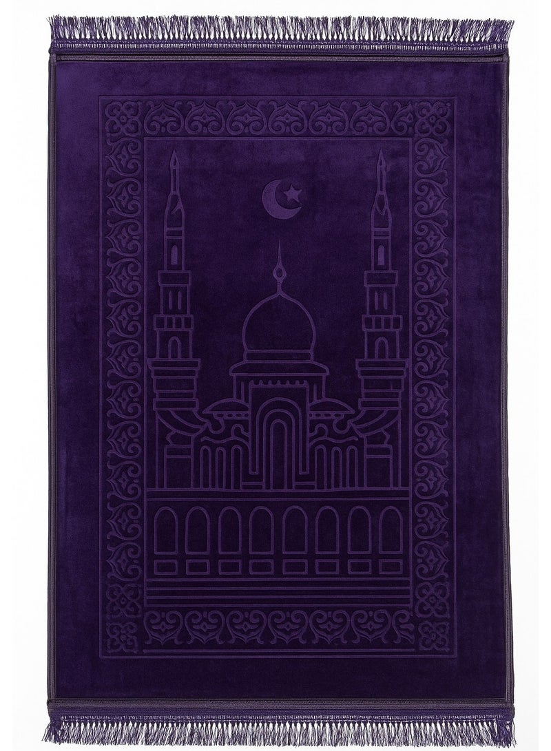 فابينني سجادة صلاة علوية من المخمل مانعة للانزلاق أرجواني 80x120 سم  - Image 2