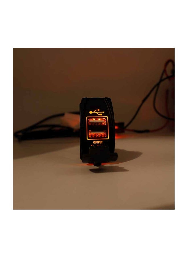 MUNTAQI Multi-Functional Dual USB Car Charger Black/Orange - Image 5