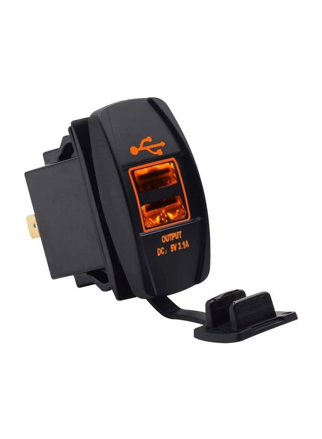 MUNTAQI Multi-Functional Dual USB Car Charger Black/Orange - Image 1
