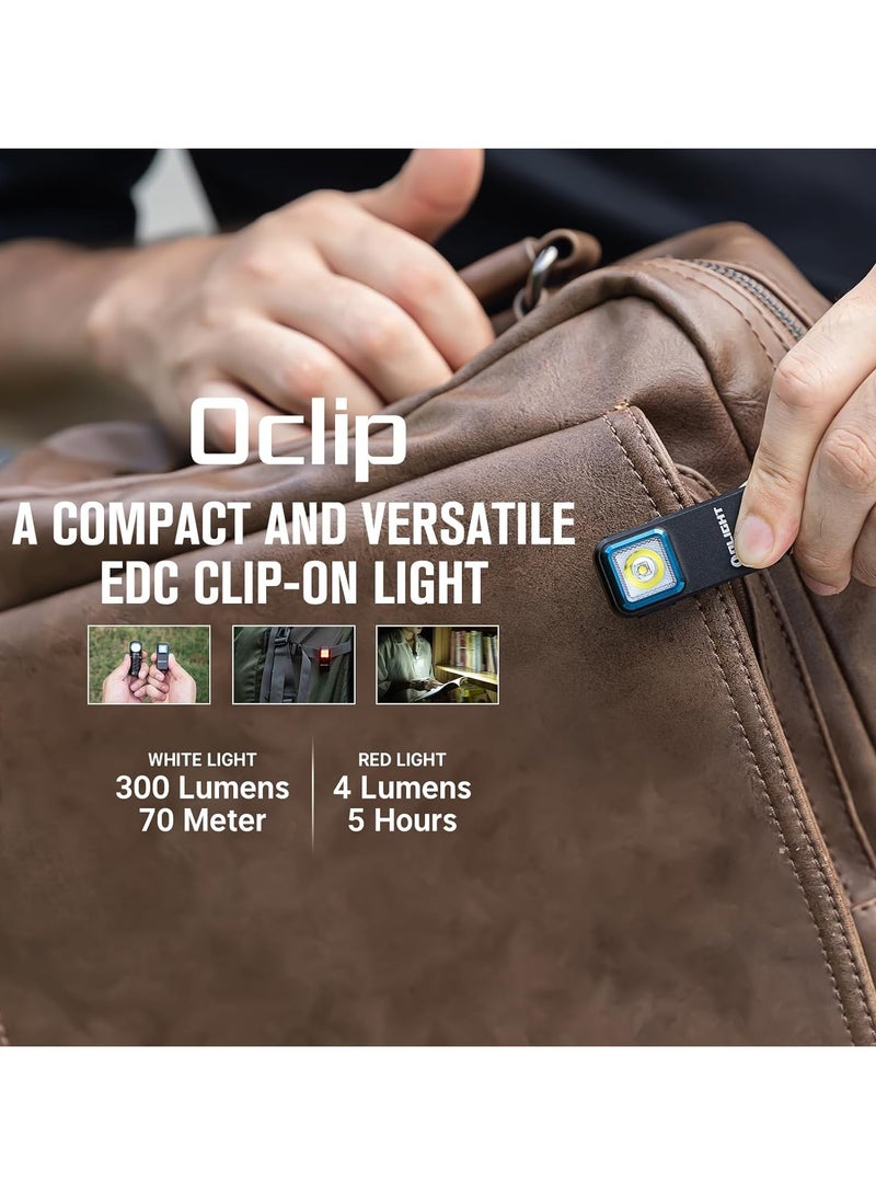 Clip Rechargeable EDC Flashlight 300 Lumens Dual Sources Compact Pocket Clip Light Convenient USB C Charging Magnetic Flash Lights for Working Cycling Emergency Signaling Tool(Black) - Image 2