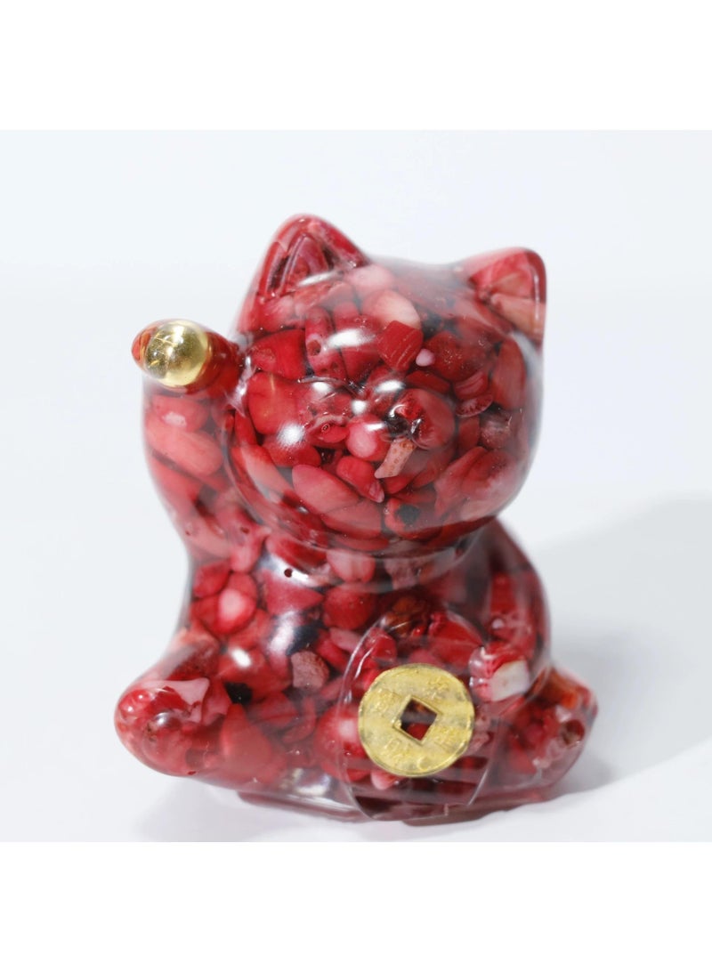Y&D Natural Crystal Gravel Powder Crystal White Crystal Lucky Cat Home Decoration Handicrafts-Deep Sea Caterpillar Gravel6.3*5.5*4.5CM
