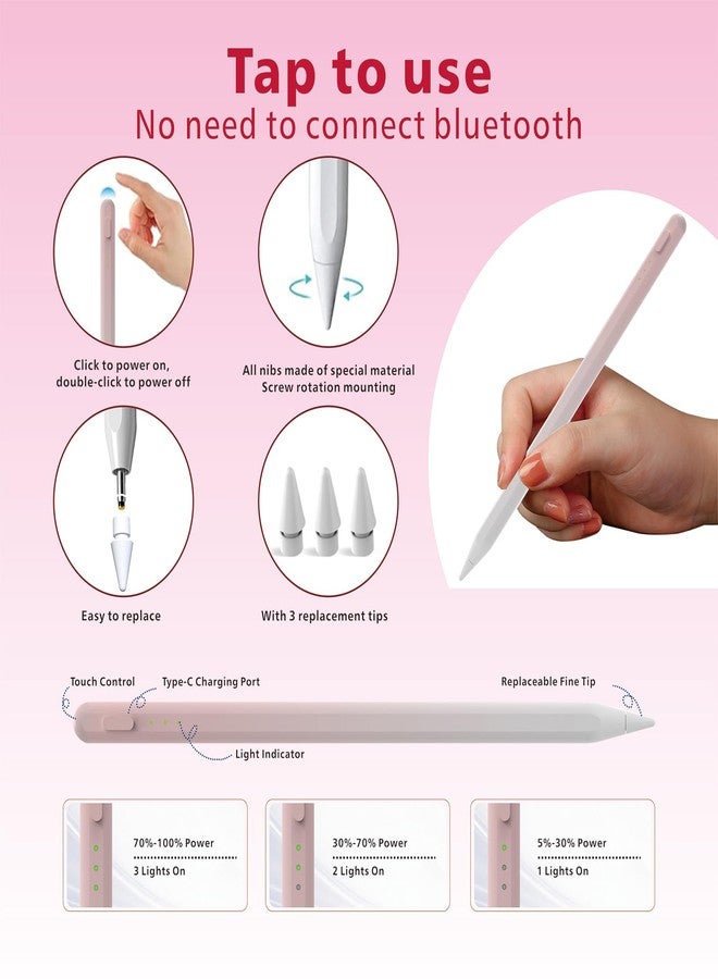 Milikilo Stylus Pen for iPad,14Mins Fast Charge for Apple Pencil,Palm Rejection,Tilt Sensitivity, Pen for iPad11/10/9/8/7/6, Pro 12.9"/11"/13" M4, Mini 6/5, Air 5/4/3/11"-13" M2/M3 with Polishing Cloth - Image 5