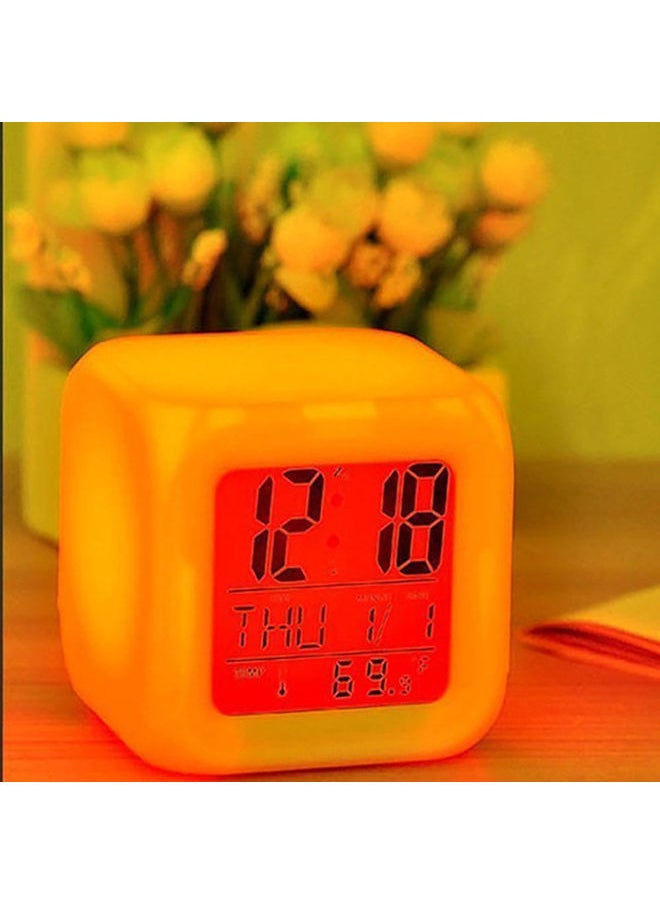 NIBEMINENT - LED Colourful Digital Alarm Clock White 8cm - Image 1