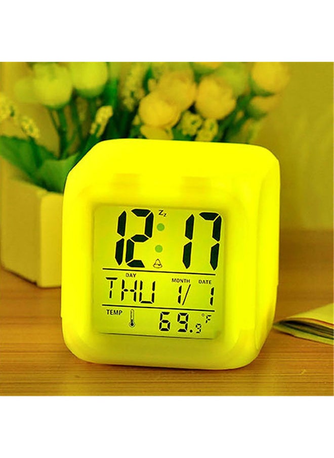 NIBEMINENT - LED Colourful Digital Alarm Clock White 8cm - Image 1