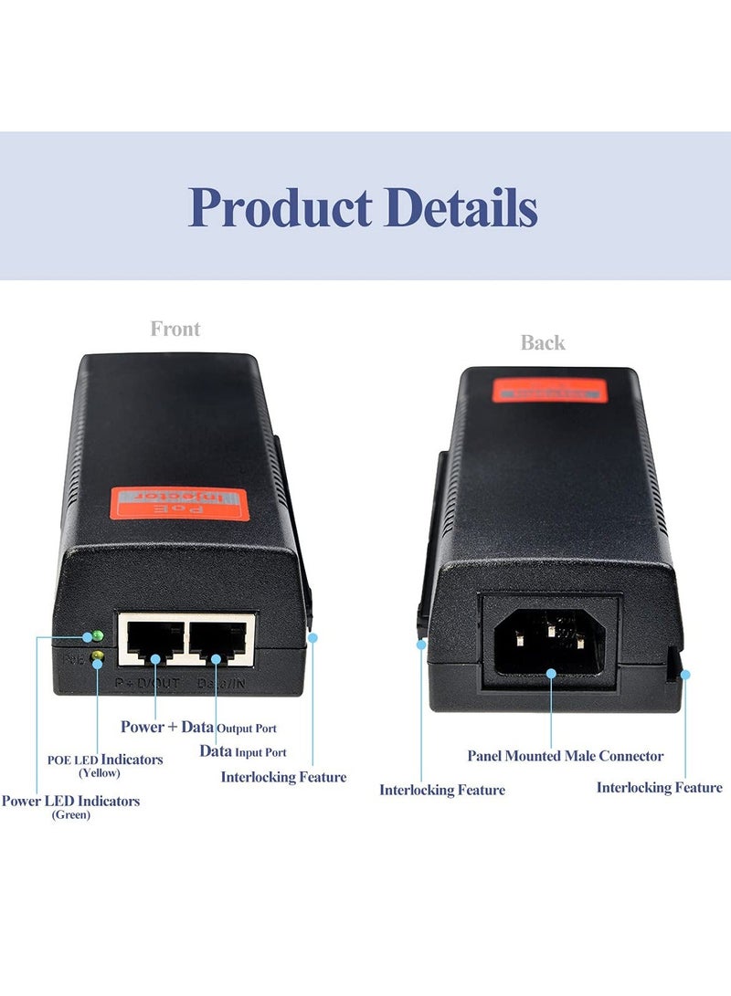 Gigabit PoE Injector, Gigabit 30W PoE Injector 48V DC Adapter, Plug and Play, Non-PoE to PoE Adapter, Distance Up to 100m, 1000Mbps  - Image 4