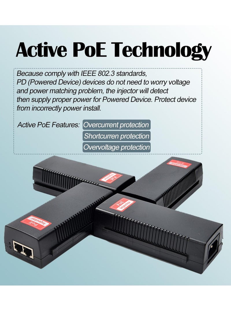 Gigabit PoE Injector, Gigabit 30W PoE Injector 48V DC Adapter, Plug and Play, Non-PoE to PoE Adapter, Distance Up to 100m, 1000Mbps  - Image 3