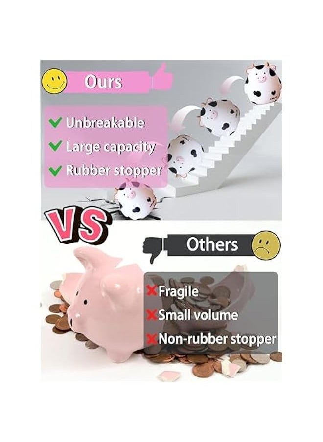 DURKU White Cow Piggy Bank - Cute Animal Money Bank for Kids and Adults - Large Plastic Coin Saving Box - Perfect Birthday Gift for Boys and Girls - Home Decoration  - Image 4