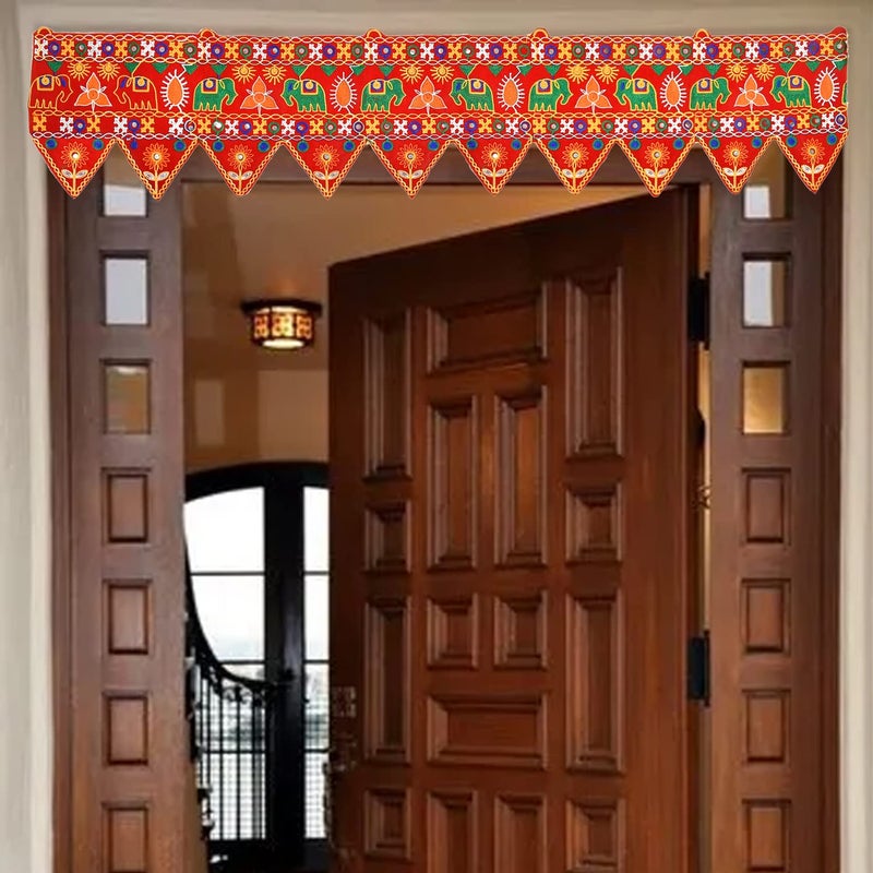 Ascension Designer Elephant Flower Traditional Art Handmade Big Door Bandarwal toran for Home Decor Hangings for DecorationToran for Main Big Door Size-49 Inch Multicolor (Pack of 1) (Design 4) - Image 1