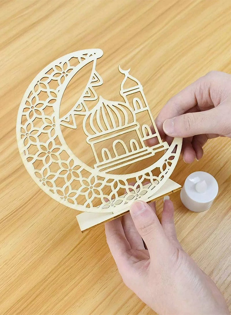 قطعة واحدة من ديكورات رمضان الخشبية على شكل قلعة مجوفة  - Image 2
