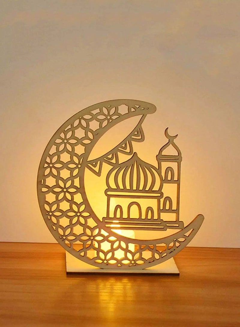 قطعة واحدة من ديكورات رمضان الخشبية على شكل قلعة مجوفة  - Image 1