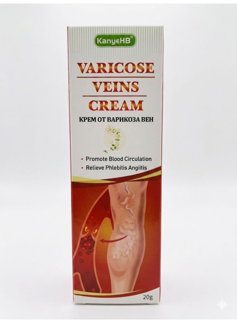 KanyeHB Varicose Veins Remove Cream 20g, Blood Circulation Vein Care Leg Cream, Vasculitis Phlebitis Foot Care Ointment, Pain Relief Therapy Firming Vein Lotion - Image 1