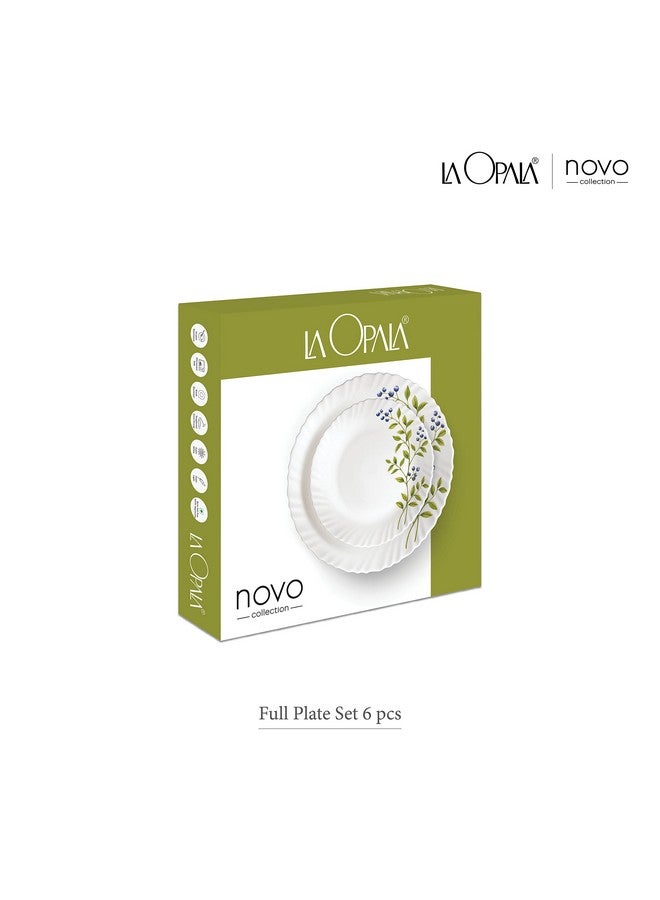 La Opala, Novo Collection, Opal Glass Full Plate Set 6 pcs, Tender Trio, White - Image 4