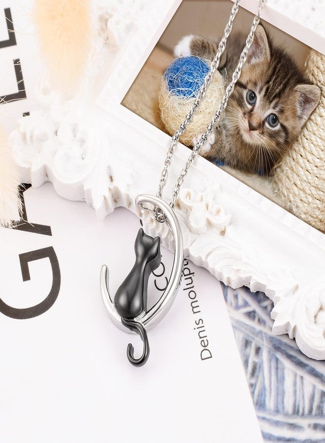 XIUDA Cat Ash Necklace Urn Necklace for Ashes Moon Cremation Necklace Memorial Cremation Jewelry for Pet Ashes - Image 3