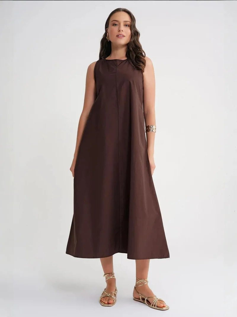 MixRay Mixray Relaxed Fit Maxi Dress with Button Closure and Pockets