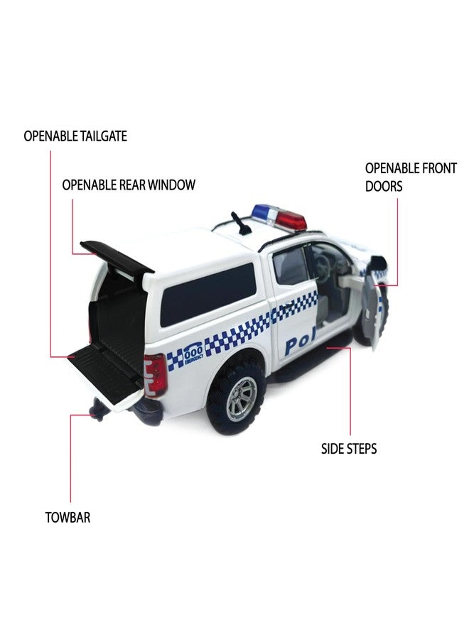 Centy Australian Police UTE Pull Back Police Toy Car with Door Openable for 3Y+ White-Blue Colour - Image 3