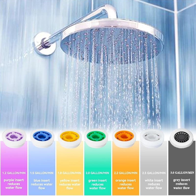 Eyech مجموعة محدد تدفق الماء للاستحمام 2 حزمة محول موفر لتدفق الماء 12 بوصة صمام تحكم في تدفق الماء لرأس الدش الثابت والدش اليدوي 12151820222530 جالون في الدقيقة - Image 3