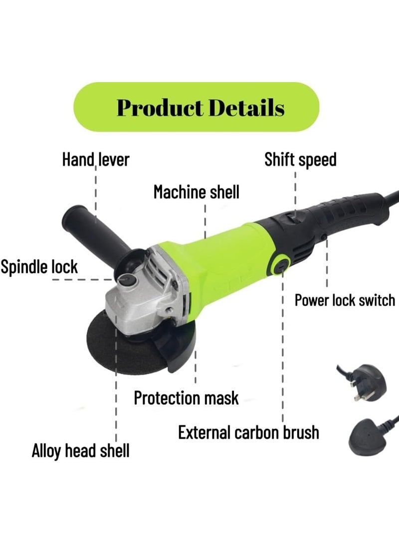 GearZone Angle grinder 950W with adjustable speed, angle grinder Grinding diameter 100 mm with Angle Mill Multifunctional Switching Head set - Image 2
