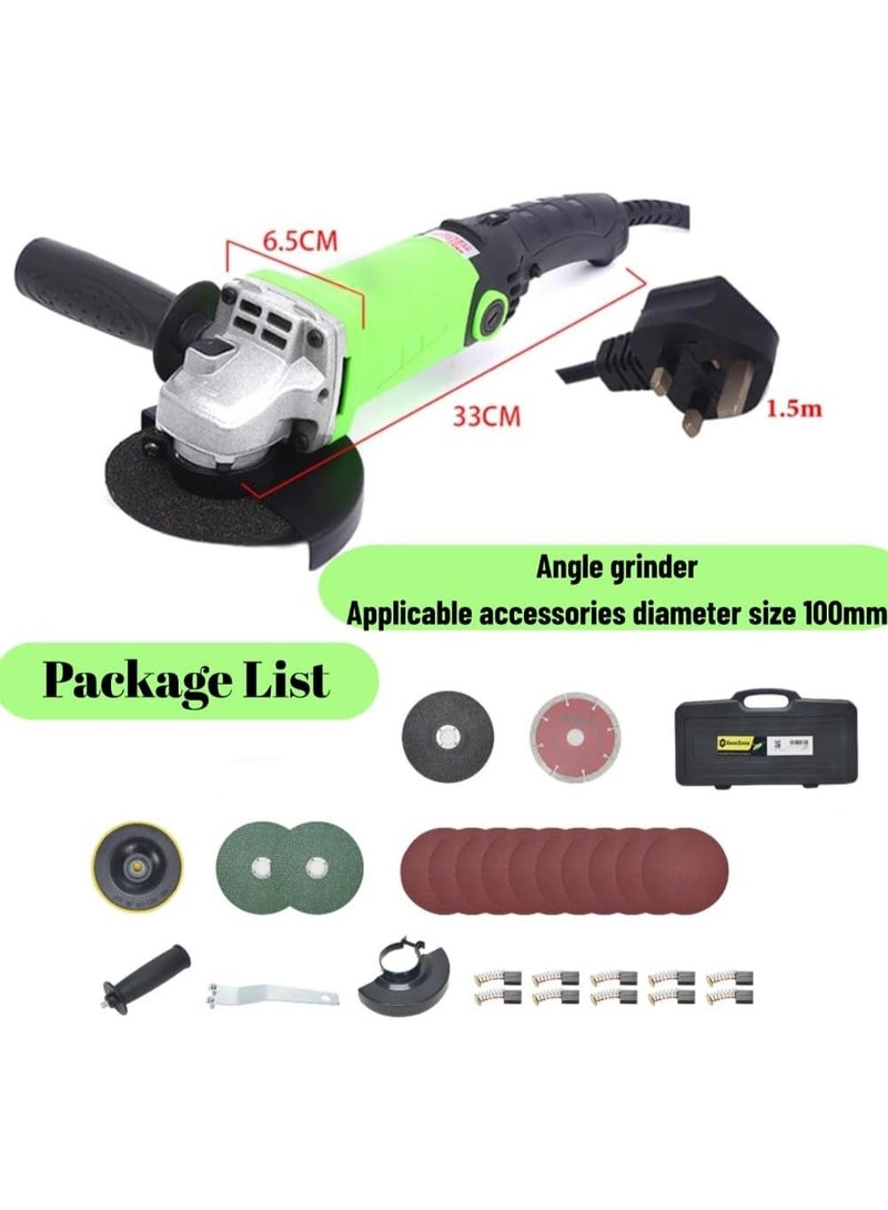 GearZone Angle grinder 950W with adjustable speed, angle grinder Grinding diameter 100 mm with Angle Mill Multifunctional Switching Head set - Image 3