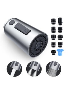 Kitchen Faucet Head Replacement, Pull Down Spray Head, Faucet, 3-Function Sink Spray Nozzle with 9 Adapters, Compatible with American Standard, Delta, Moen, Kohler Faucets (Chrome)