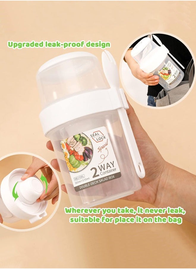Generic Yogurt Cups for On the Go with Spoon, Double Layered Salad Cup Breakfast Salad Cup Light Meal With Fork Cover Dip Box Cereal to Go Cups Breakfast On The Go Cups, Portable Good Sealing Performance Plastic Multi-Purpose Container Can Pink ﻿  - Image 4
