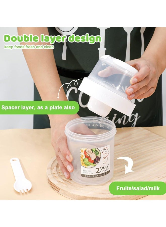 Generic Yogurt Cups for On the Go with Spoon, Double Layered Salad Cup Breakfast Salad Cup Light Meal With Fork Cover Dip Box Cereal to Go Cups Breakfast On The Go Cups, Portable Good Sealing Performance Plastic Multi-Purpose Container Can Pink ﻿  - Image 5