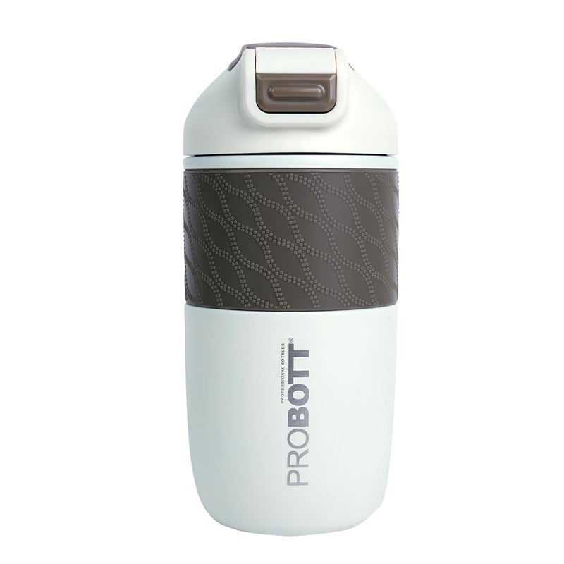PROBOTT Probott Pluto 520ml Vacuum Insulated Flask Bottle, Stainless Steel Hot and Cold Water Bottles, White | 2 Side Open Food Grade Lid | Leak Proof | Easy to Carry for Travel, Camping, Gym, Sports, Office  - Image 1