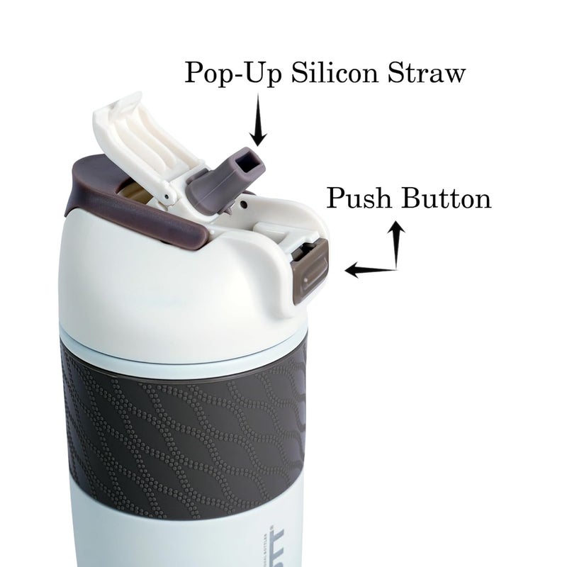 PROBOTT Probott Pluto 520ml Vacuum Insulated Flask Bottle, Stainless Steel Hot and Cold Water Bottles, White | 2 Side Open Food Grade Lid | Leak Proof | Easy to Carry for Travel, Camping, Gym, Sports, Office  - Image 2