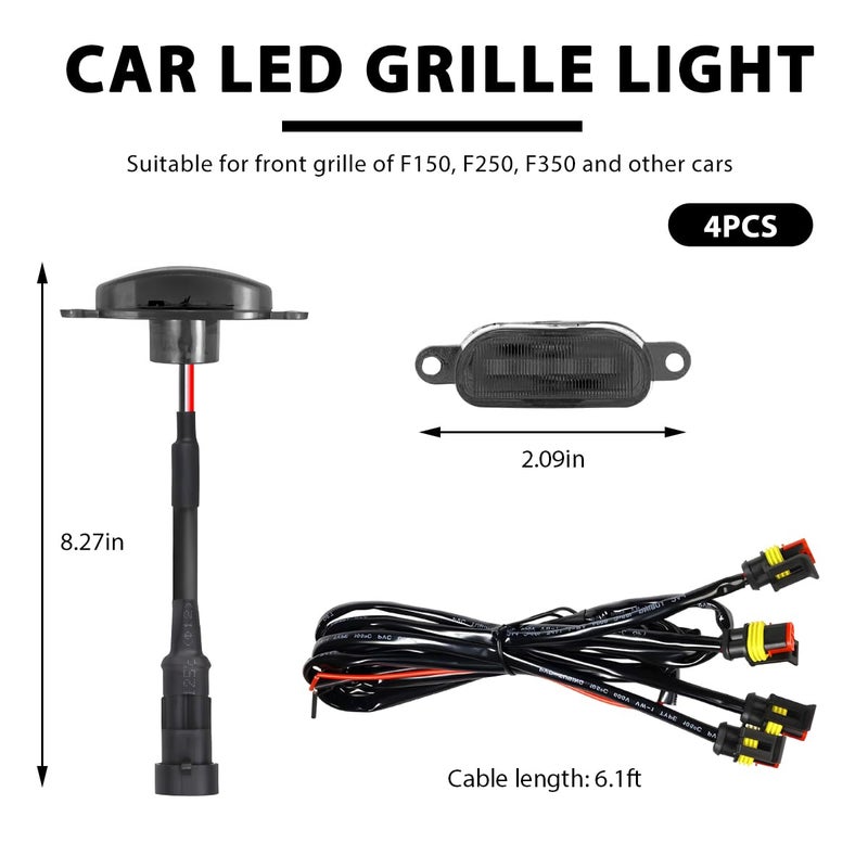 NYTKL 4 PCS Car LED Grille Lights, Waterproof Bright Front Grill Trim Lamps with Wiring Harness, Bumper LED Running Lights for 2004-2019 F150 F250 F350 Raptor 2013-2018 Ram 1500 (Black & Yellow) - Image 2