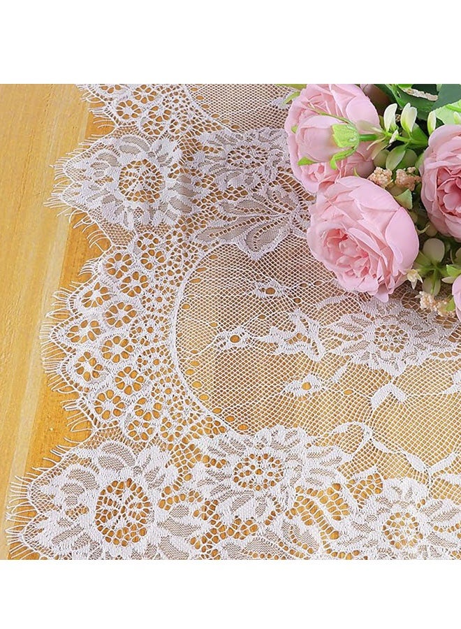 Happy D 2PCS White Lace Table Runners 14 x 120 Inch Vintage Table Runner for Wedding Bridal Shower Baby Shower Party Table Decoration Rustic Rose Embroidered Boho Table Runner - Image 2