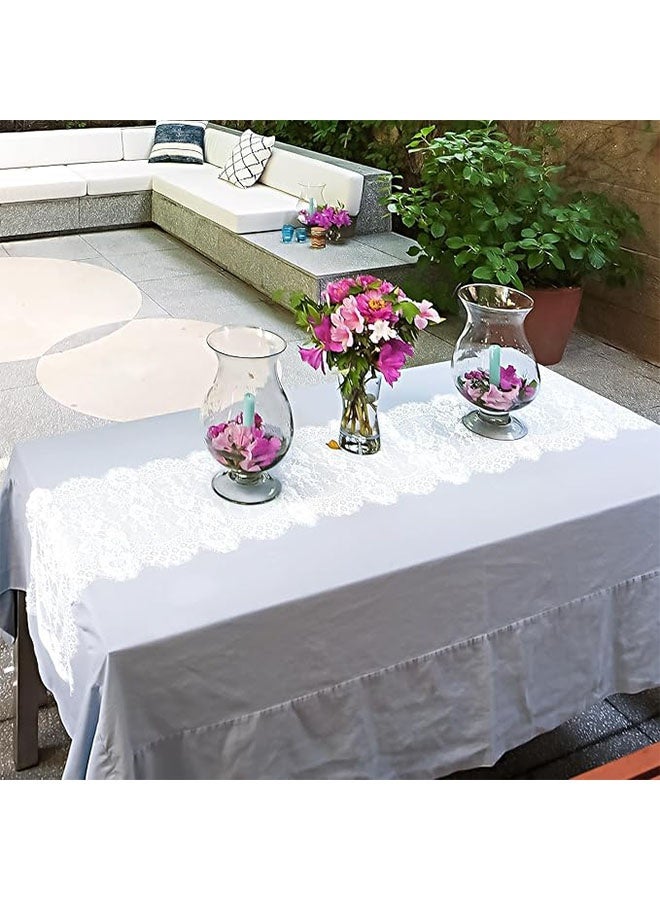 Happy D 2PCS White Lace Table Runners 14 x 120 Inch Vintage Table Runner for Wedding Bridal Shower Baby Shower Party Table Decoration Rustic Rose Embroidered Boho Table Runner - Image 5