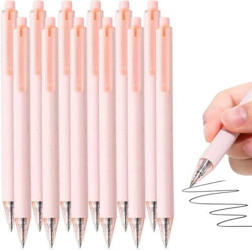 RIANCY Premium Pink Gel Pens - Smooth Writing, Quick Dry, Set of 12 - Ideal for Journaling, Note-Taking, Art Supplies - Image 1