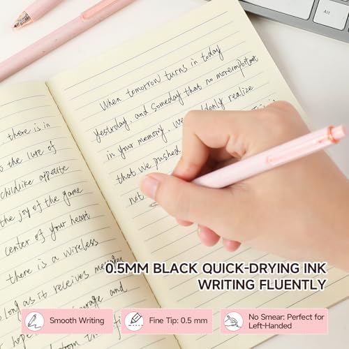 RIANCY Premium Pink Gel Pens - Smooth Writing, Quick Dry, Set of 12 - Ideal for Journaling, Note-Taking, Art Supplies - Image 2