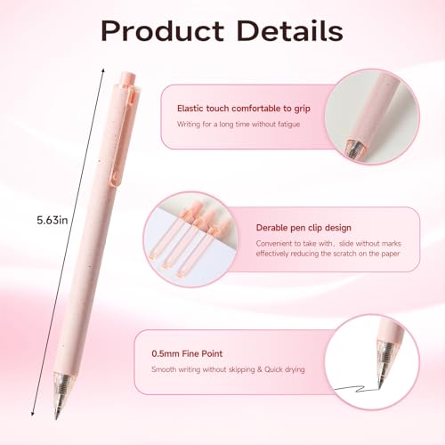 RIANCY Premium Pink Gel Pens - Smooth Writing, Quick Dry, Set of 12 - Ideal for Journaling, Note-Taking, Art Supplies - Image 3