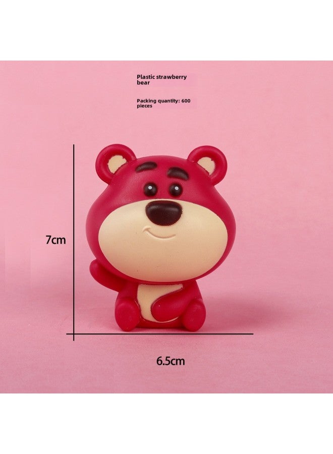 Plastic Library Xiaomi Bear Jade Dog Black Penguin Cute Hand-made Model Cake Decoration Doll Stall Hot Sale-Color:080-6 Plastic Strawberry Bear  - Image 1