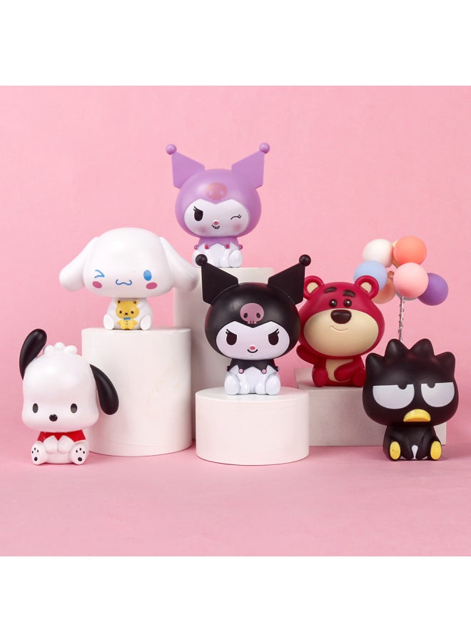 Plastic Library Xiaomi Bear Jade Dog Black Penguin Cute Hand-made Model Cake Decoration Doll Stall Hot Sale-Color:080-6 Plastic Strawberry Bear  - Image 2