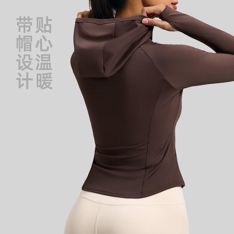Juyitang Women's Hooded Fitted Sports Jacket with Pockets - Image 3