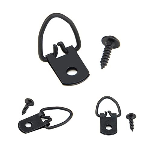 Suprom 50 Pcs D-Ring Picture Hangers with Screws for Hanging Photos Frame Canvas Clock Paintings Artwork (Black) - Image 1