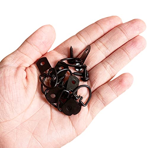 Suprom 50 Pcs D-Ring Picture Hangers with Screws for Hanging Photos Frame Canvas Clock Paintings Artwork (Black) - Image 5